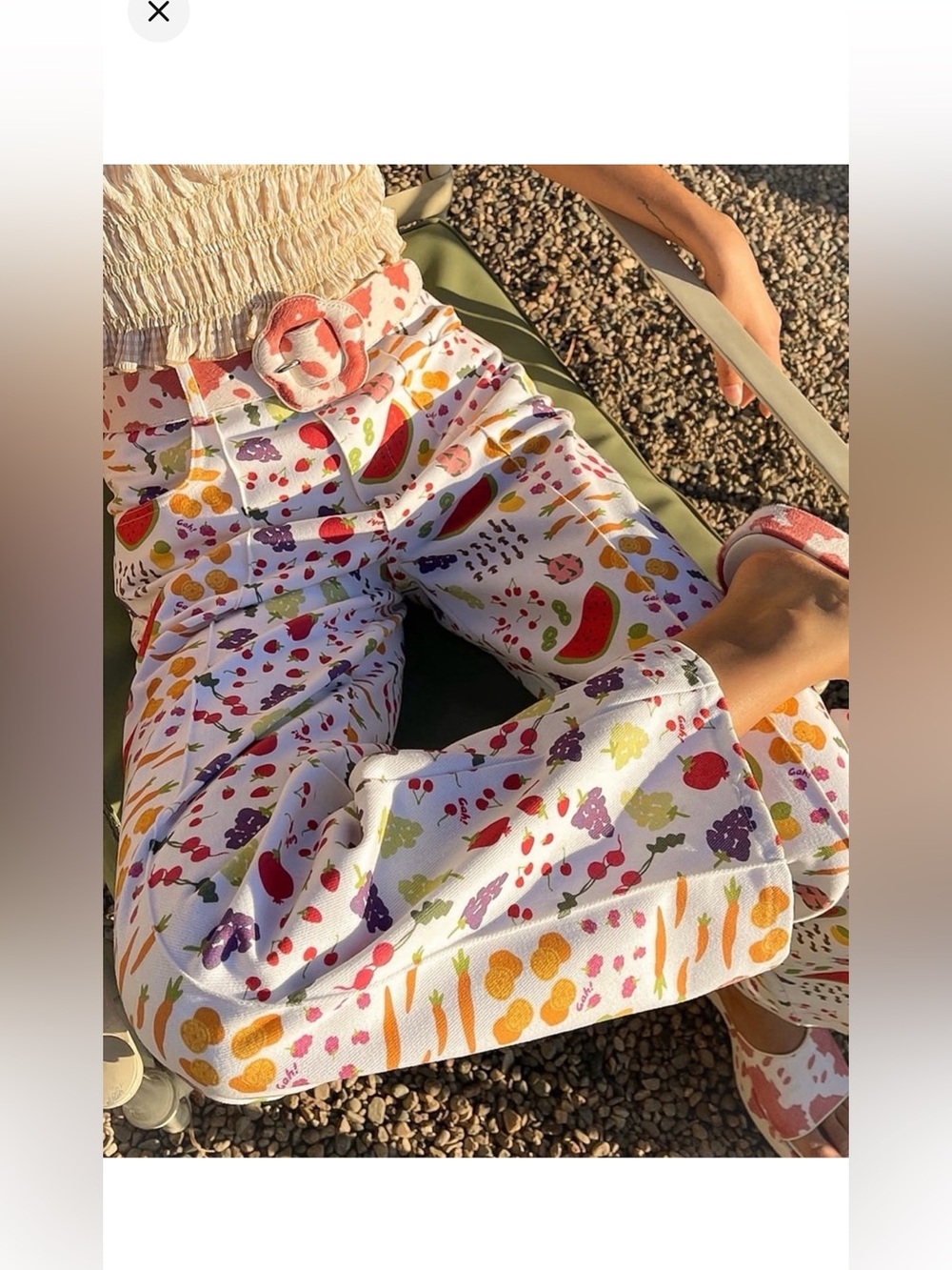Lisa Says Gah Robyn Wide-Leg Jeans Farmers Market Fruit Print 25 - Picture 13 of 13